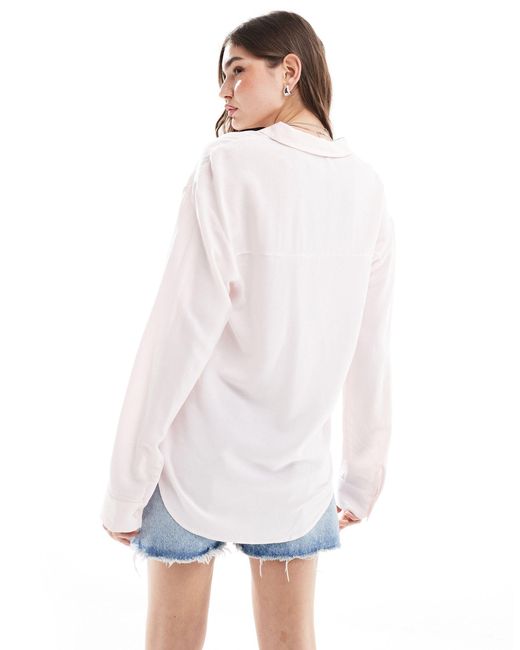 ASOS White Relaxed Linen Blend Shirt