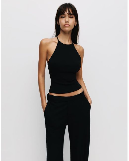 Top Allacciato Al Collo Con Fascette Sul Retro di Pull&Bear in Black