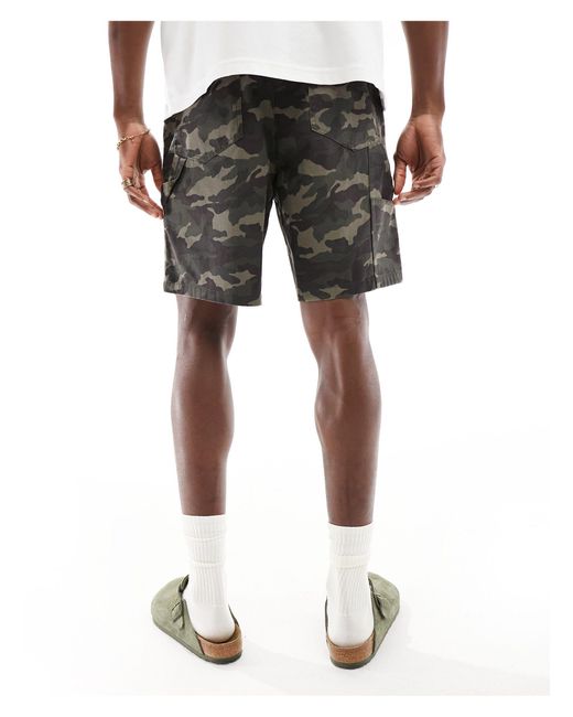 ASOS – carpenter-shorts mit military-muster in White für Herren