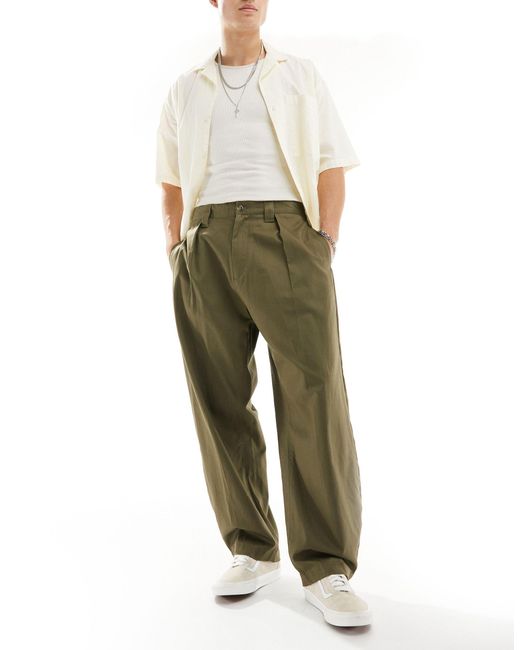 Bershka Green Wide Leg Tailored Cargo Trouser for men