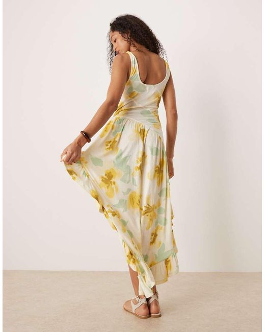 ASOS Natural Seam Detailed High Low Hem Midi Dress