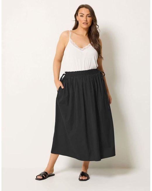 Yours Clothing Black Poplin Midi Skirt