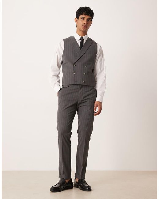 Chaleco De Traje Con Raya Diplomática De ASOS de hombre de color Gray