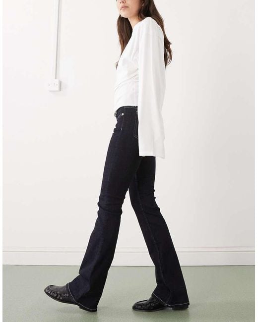 Weekday White Luna Low Waisted Skinny Bootcut Jeans