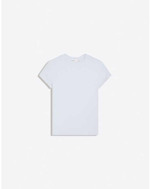 Bershka White Short Sleeve Round Neck T-Shirt