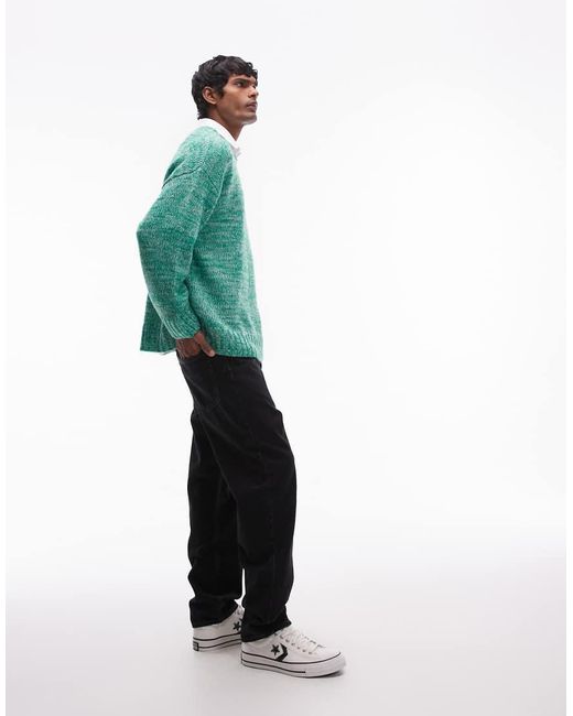 Topman Green Relaxed Fit Jumper for men