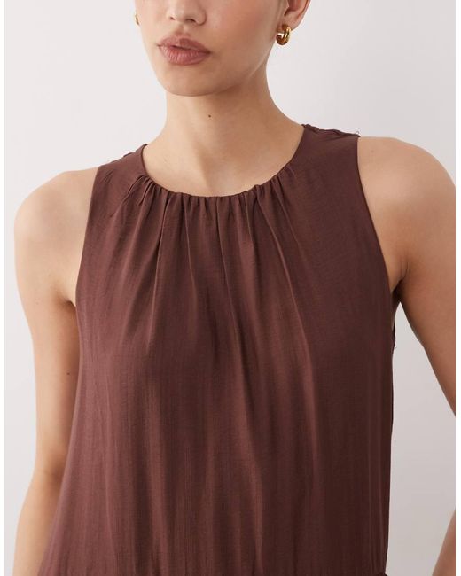 New Look Brown Drop Waist Sleeveless Midi Dress