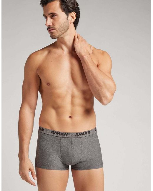 Intimissimi Gray Microfibre Boxers With Logo for men
