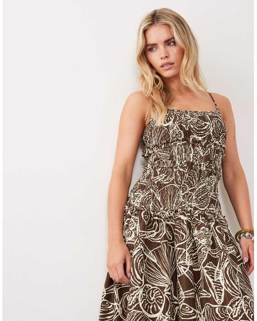 ASOS Multicolor Asos Design Petite Crinkle Maxi Dress With Shirred Dropped Waist