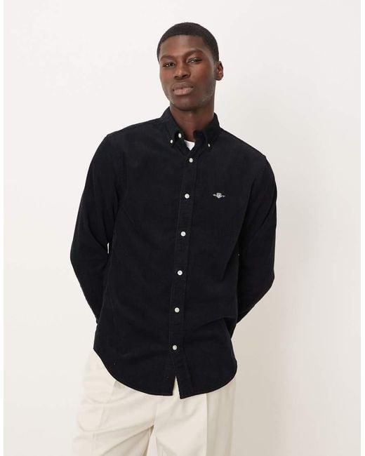 Gant Blue Regular Fit Shield Logo Cord Shirt for men
