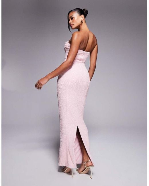 Oh Polly Pink Palermo Embellished Corset Midaxi Dress