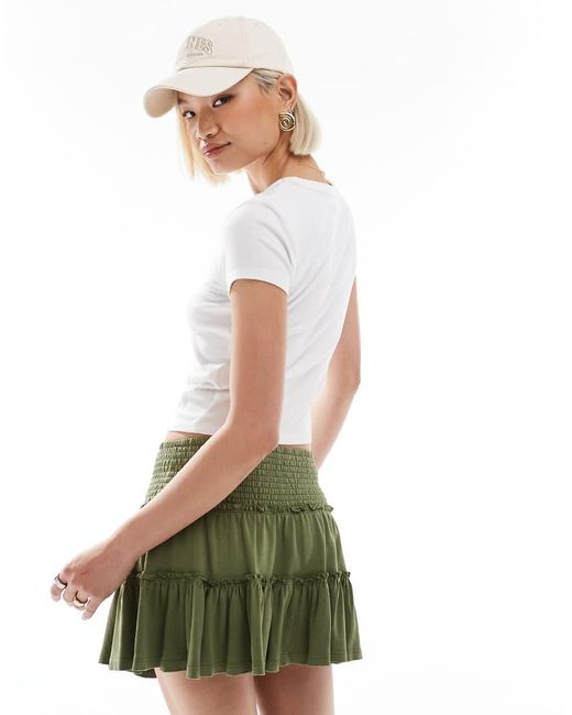 Superdry Green Tiered Jersey Mini Skirt
