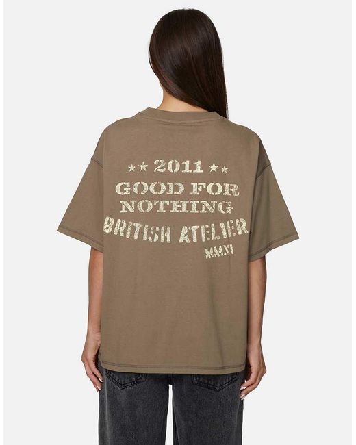 Good For Nothing Brown Oversized Graphic Tee
