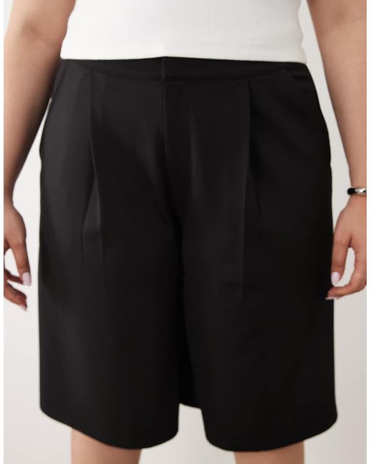ASOS White Asos Design Curve Slinky Twill Tailored Bermuda Shorts