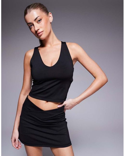 Canotta Nera Con Reggiseno Interno, Scollo A V E Dorso A Vogatore di 4505 in Gray