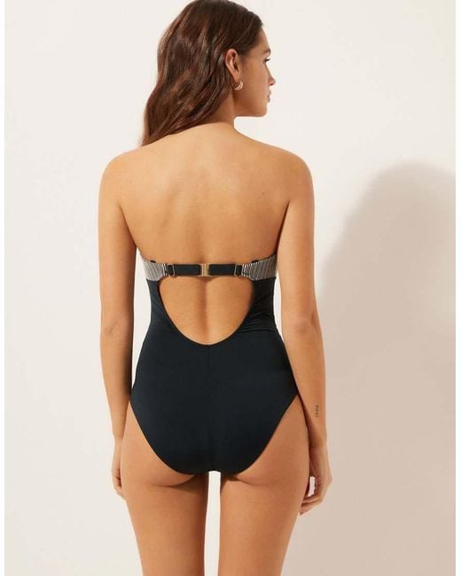 Calzedonia Black Swimsuit Golden Stripes