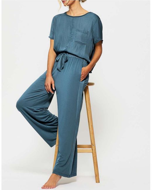 KBX Blue Raye Satin Jersey Trouser