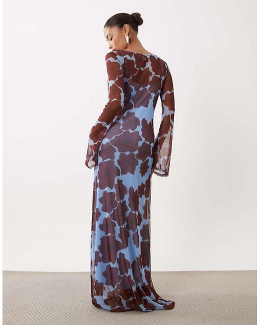 Never Fully Dressed White Petite Mesh Long Sleeved Crew Neck Maxi Dress