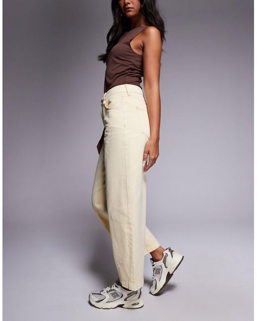 River Island Natural High Waisted Barrel Jeans