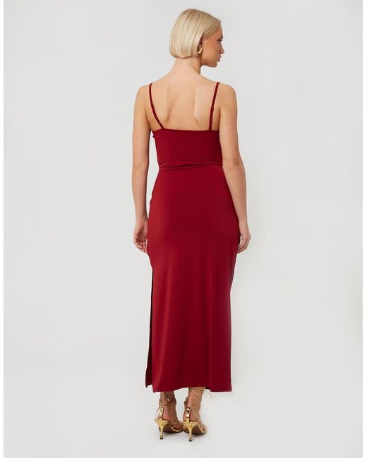 Brave Soul Red Strappy Square Neck Midi Dress