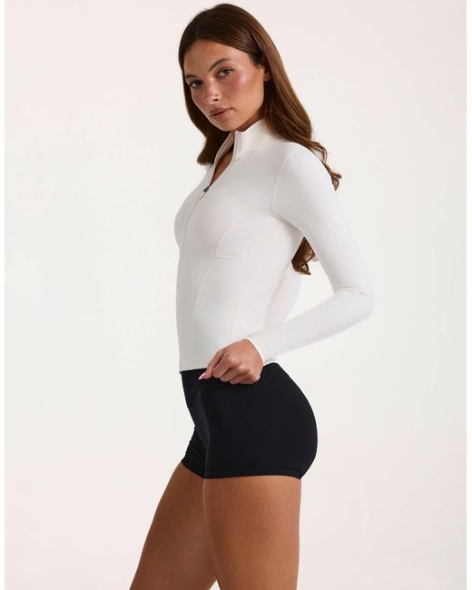 BO+TEE Natural Bo+tee Soft Active Zip Up Seamless Fitted Jacket