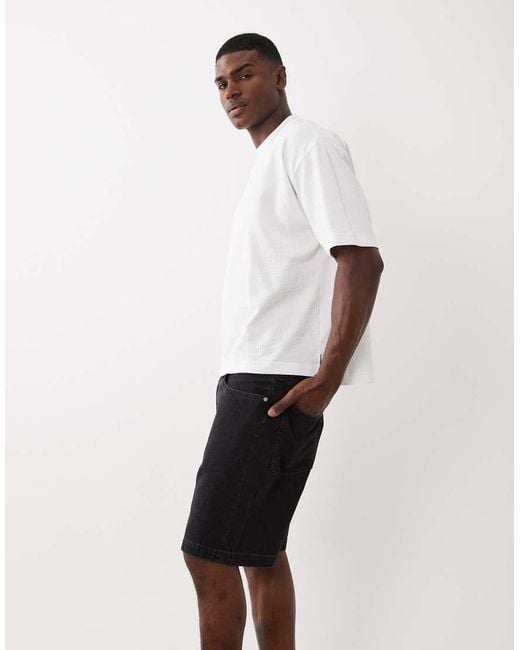 ARKET White Mid Length Straight Fit Denim Shorts for men
