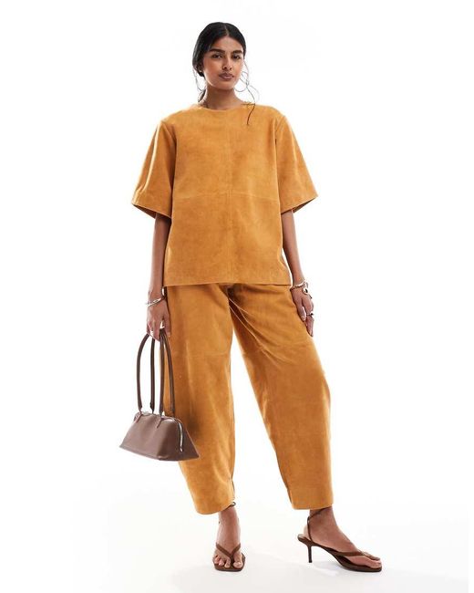 Pantalones De Corte Barrel De Ante De (Parte De Un Conjunto)-Naranja ASOS de color Orange