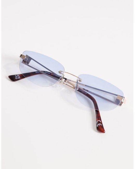 ASOS Metallic Rimless Rectangle Sunglasses for men