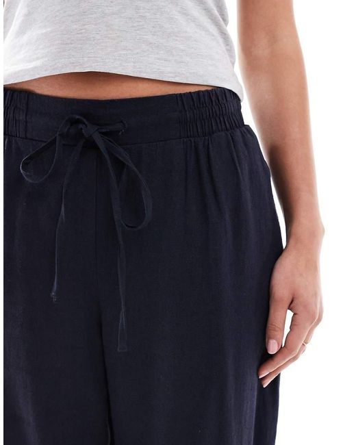 New Look Broek Van Linnenmix Met Wijde Pijpen in het Blue