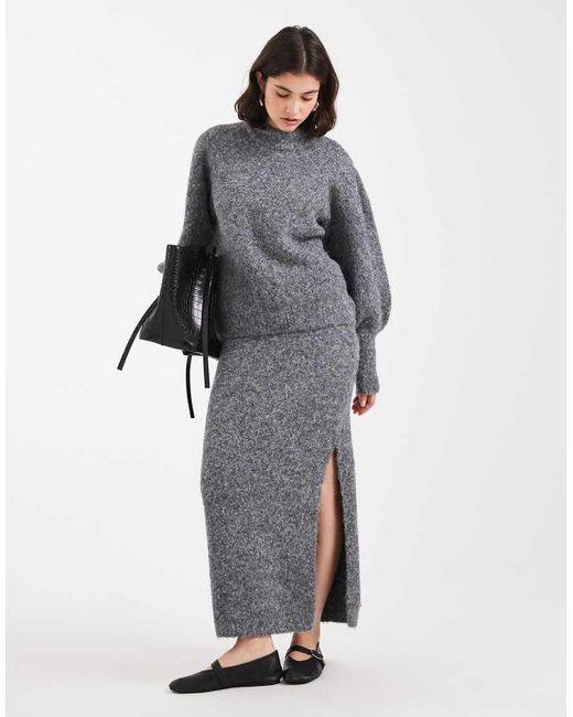 ASOS Gray High Neck Fluffy Jumper Co-Ord