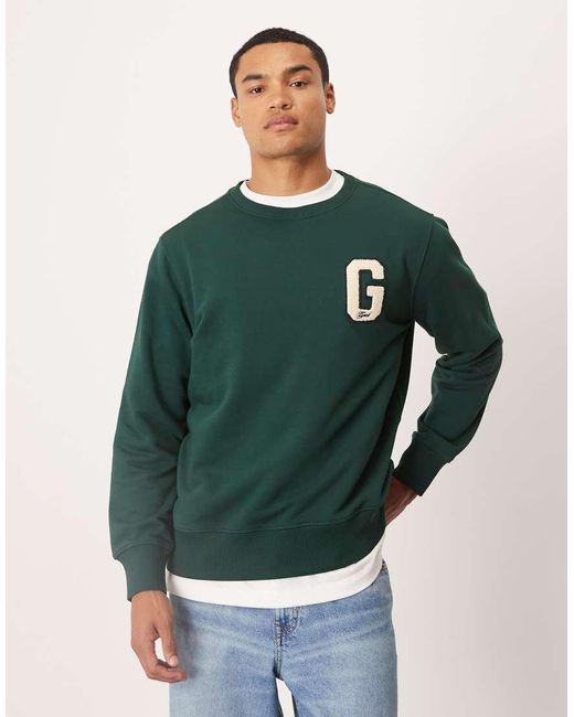 Gant Green Sweatshirt With Varsity G Logo for men