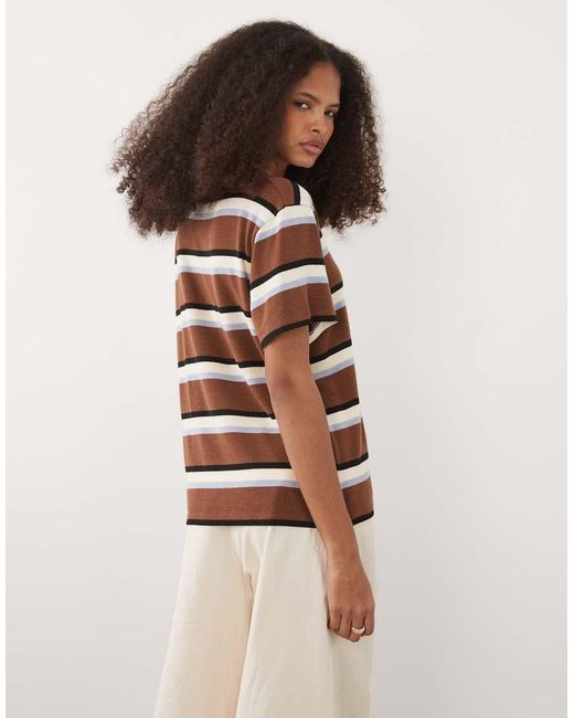 ASOS Natural Knitted Jersey Boxy Top Co-ord