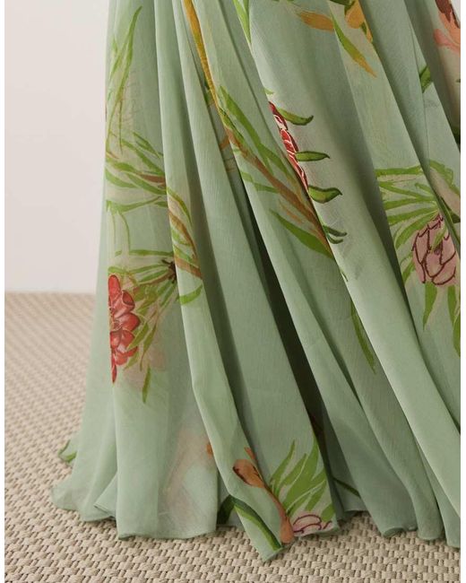 ASOS Green Full Volume Cape Maxi Dress With Godets