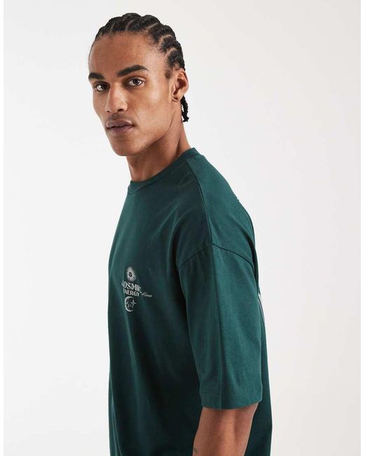 ASOS Green Oversized T-shirt With Celestial Graphic for men