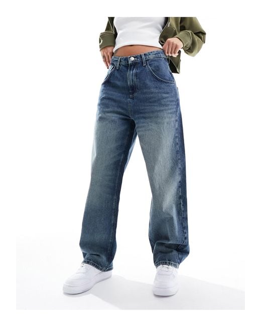 ONLY Blue Kayla High Waisted baggy Tapered Jeans