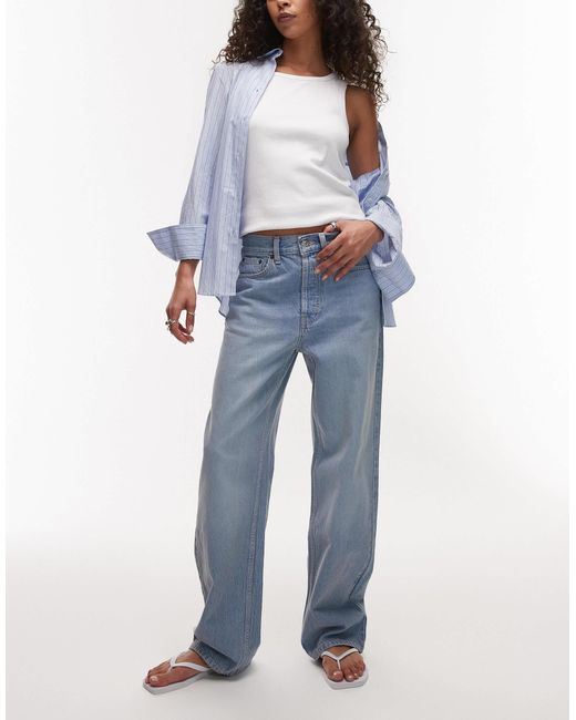 TOPSHOP Blue – locker geschnittene straight jeans