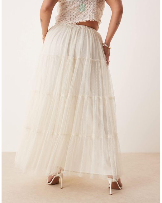 Lace & Beads Plus Natural Tiered Ruffle Maxi Skirt