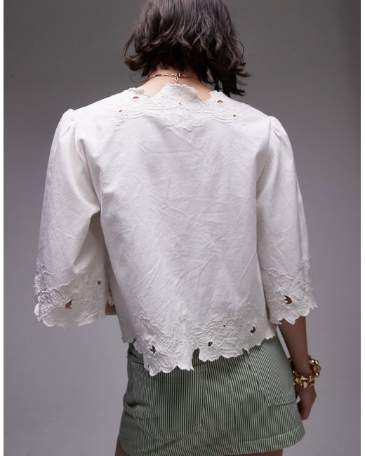 TOPSHOP Gray Floral Cutwork Bed Jacket