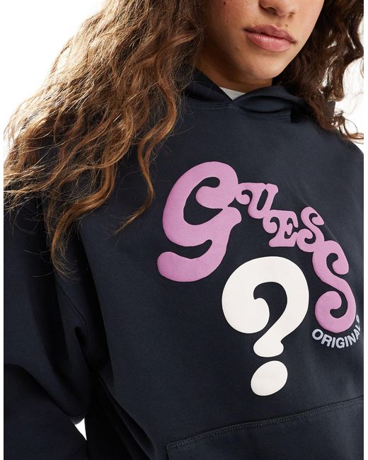 Guess Blue Unisex Co-ord Oversized Wavy Hoodie