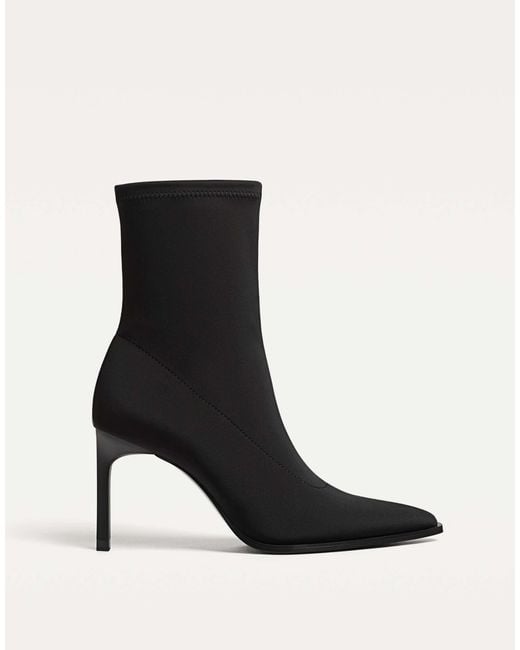 Stradivarius Black – ankle boots mit stoff und stilettoabsatz