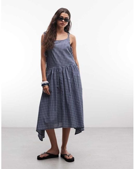 Collusion Blue Tie Side Asymmetric Maxi Dress