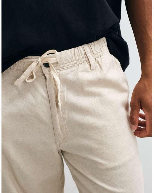 Jack & Jones Natural Linen Mix Trousers With Drawstring for men