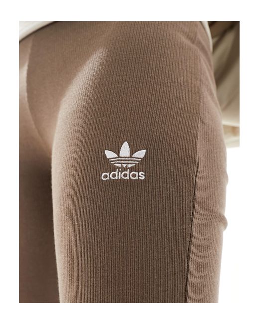 Leggings a zampa marroni a coste di Adidas Originals in Natural