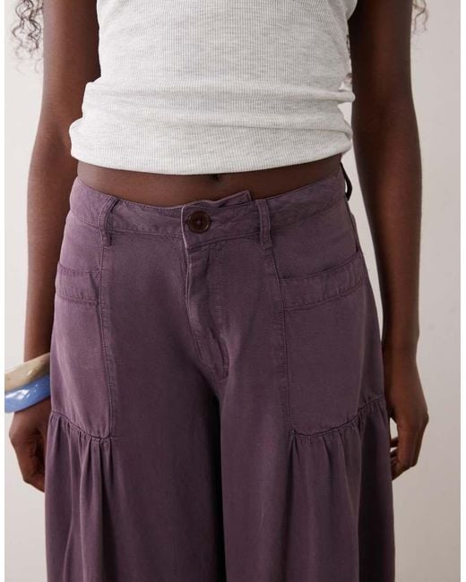 ASOS Purple Balloon Pants With Front Pockets And Adjustable Tie Hem