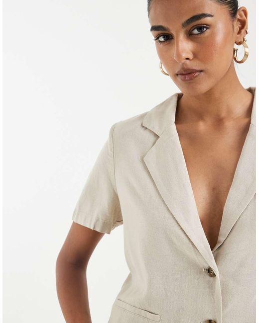 Vero Moda Natural Linen Touch Short Sleeve Blazer
