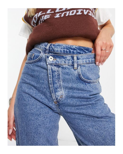 Collusion Blue X014 90s baggy Dad Jeans With Stepped Waistband