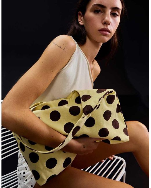 Bershka Black Polka Dot Bucket Bag