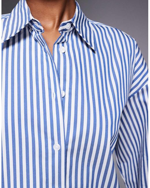 GOOD AMERICAN Blue Oversized Adjustable Waist Poplin Shirt