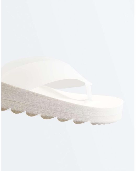 Oysho White Platform Sandals