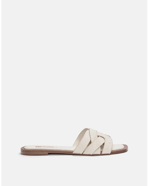 Pull&Bear White – flache slider aus stoff